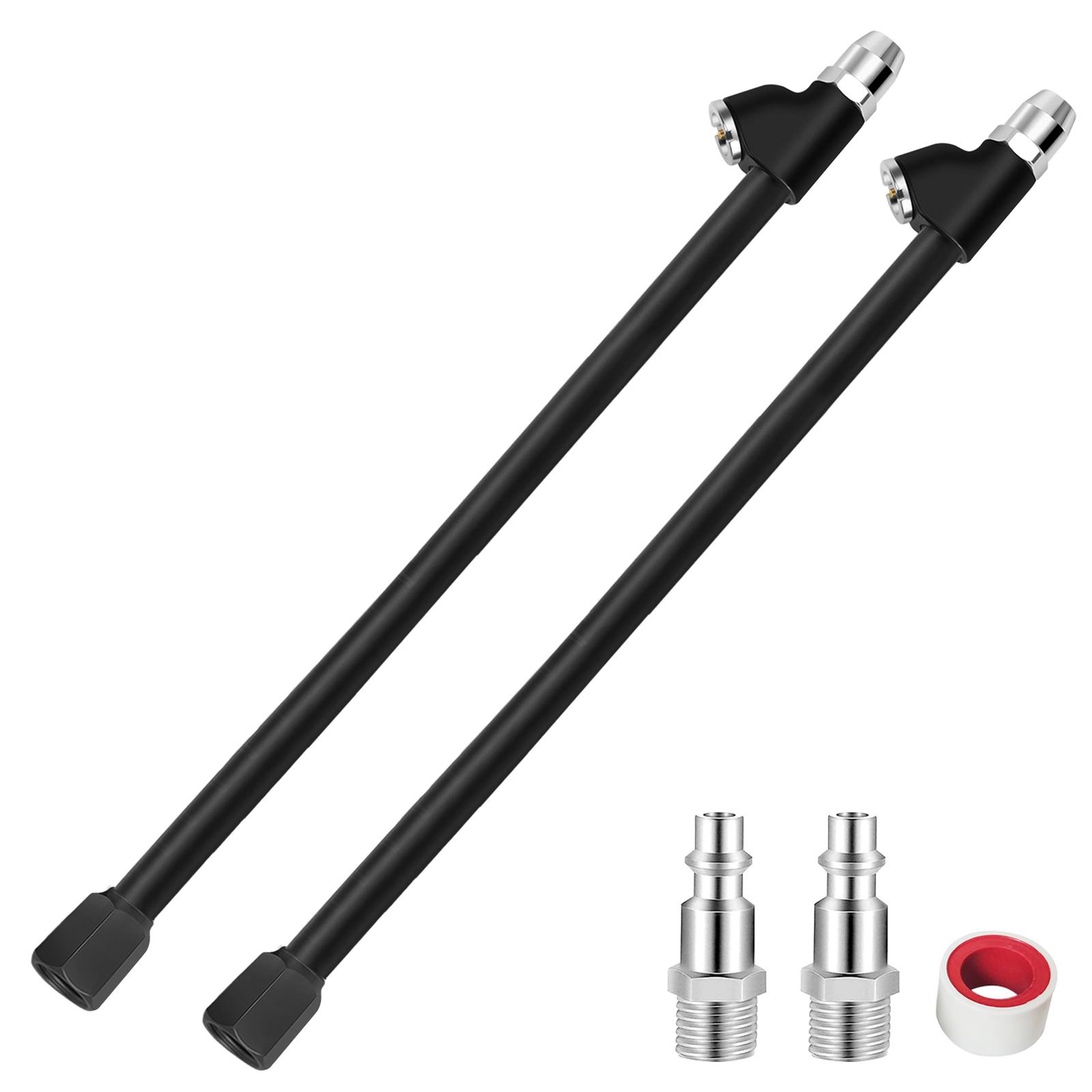GODESON Air Chuck,12 inch Air Chucks for Tires,2-Way Connection Dual Head Tire Chuck Quick Connect,1/4" FNPT Air Straight Tire Inflator Nozzle, Air Compressor Attachments for Dually Tires (Pack of 2)