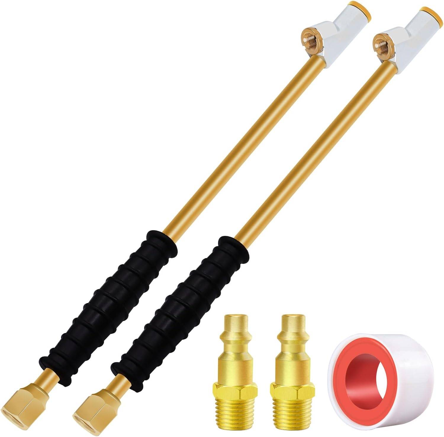GODESON Air Chuck for Semi Truck,11.8" Extended Reach Dual Head Nozzle,1/4" FNPT Brass Rod with Rubber Handle,2-Way Connection air Chucks for Tires(Pack of 2)