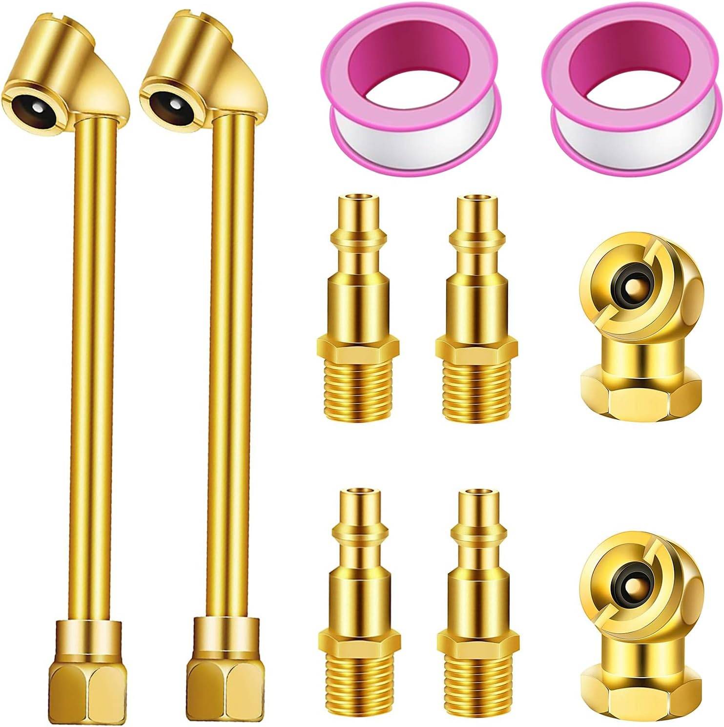 GODESON Air Chuck Set,2pcs Heavy Duty Dual Head Air Chuck,2 pcs Closed Ball Tire Chuck with 1/4" FNPT and 4pcs Standard Male Quick Plug, Tire Air Fill Kit for Tire Inflator Gauge and Air Compressor
