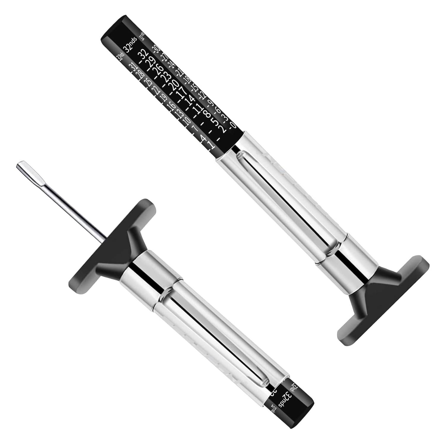 GADESON TIRE TRADE DE TRAVAIRE DE BATEUR, GAUGE DE TIRE DE TIRE 32NDS, outils professionnels de la jauge de bande de pneus, Gérothes de carton de mesure précises pour moto, autobus scolaire, VUS VICHEE la plupart （Black）