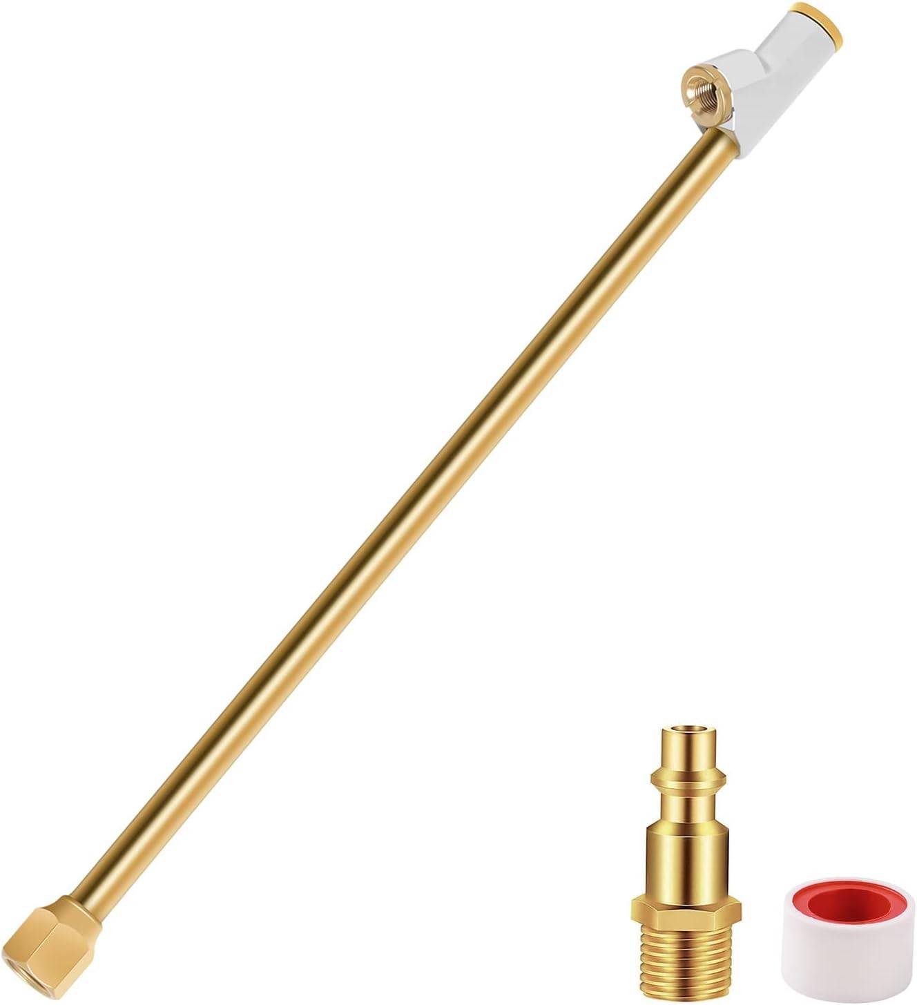 GODESON AIR Chuck pour semi-camion, 1/4 ”FNPT 11,8” Extension à portée de main Dual Head Air Chuck with Brass Rapid Plug, 2 voies Connect Air Chuck pour semi, RV Dual Pneus