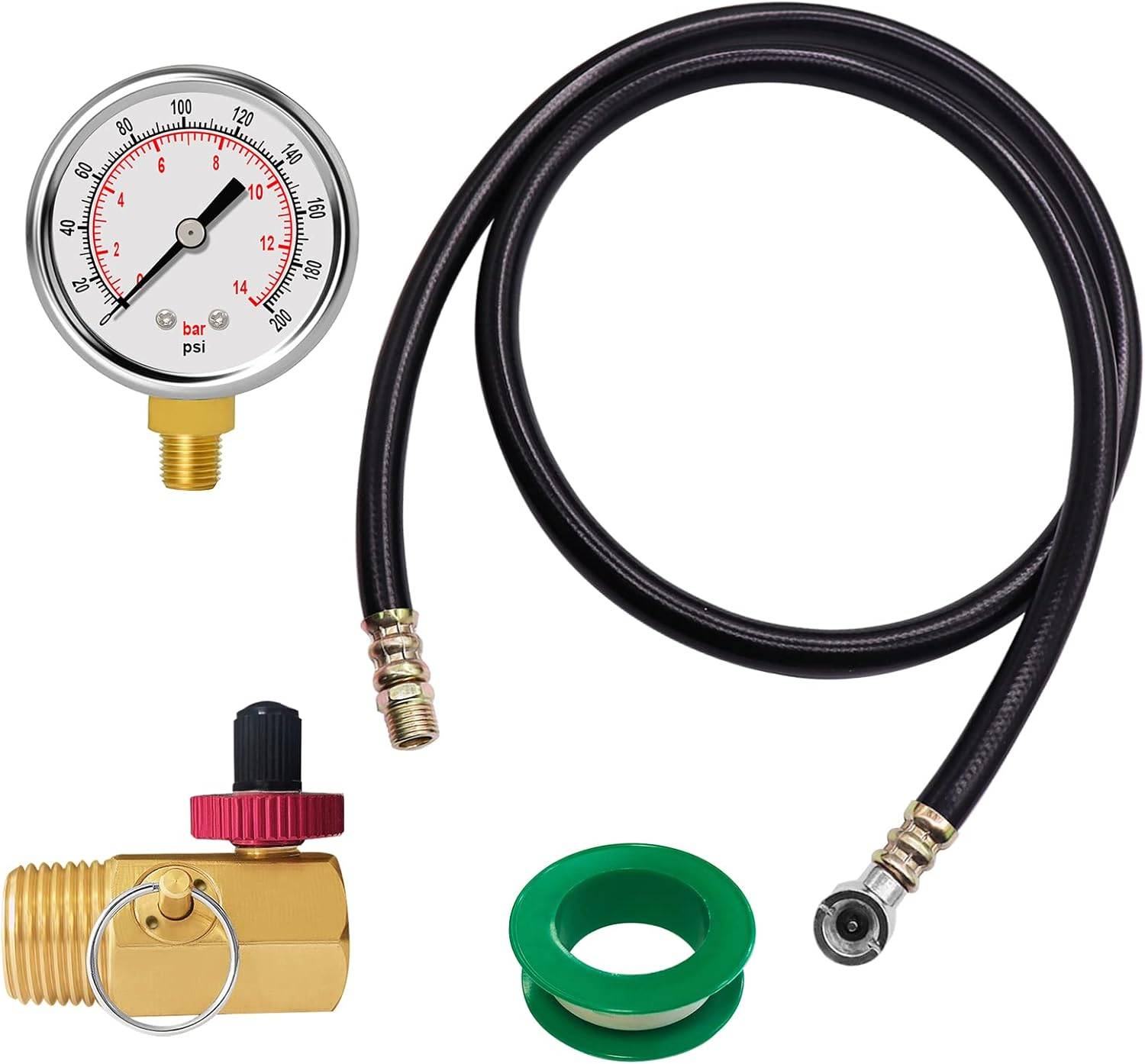 GODESON Air Kit: Valve, Repair Gauge & Hose; 2” Gauge, 4ft Hose, Brass Manifold