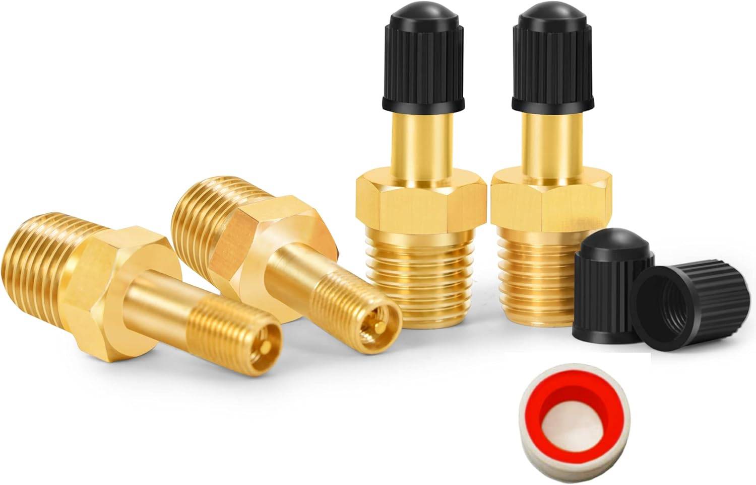 GODESON 1/4 ”NPT Tank Valve, Valve Schrader en laiton anti-corrosion avec 1/4  NPT masculin, en utilisant avec des réservoirs de compresseur dair (paquet de 4)