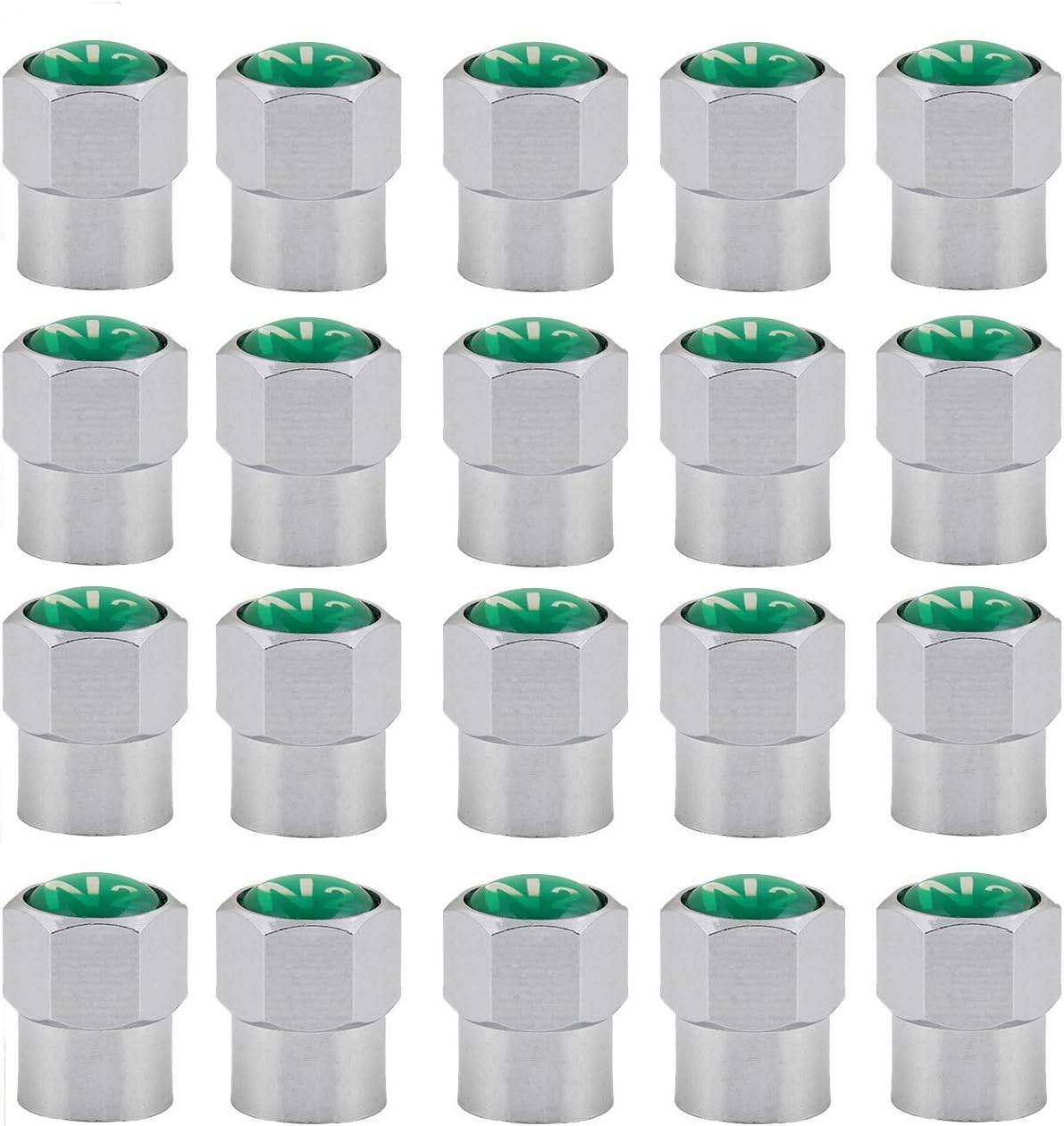GODESON Pack of 20 Chrome Plated Brass Tire Valve Stem Caps with N2 Nitrogen Logo